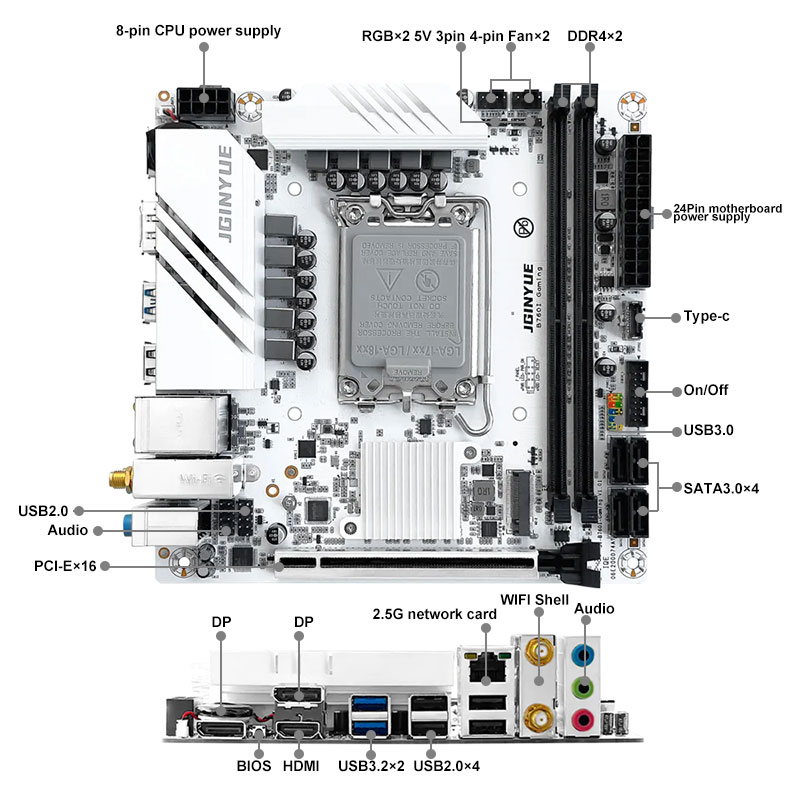 JGINYUE B760I GAMING Mini ITX  - Lga1700 Itx Motherboard Ddr5 评论和价格
